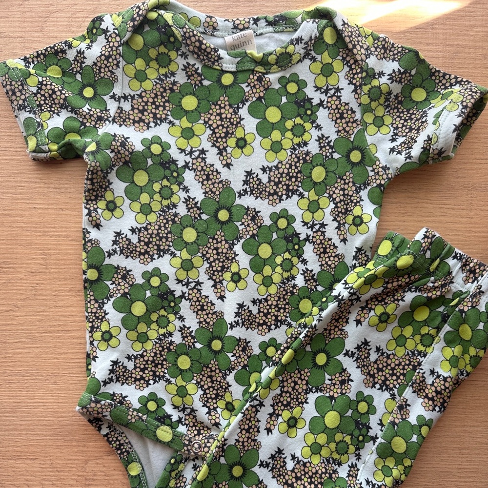 kate quinn Green Floral Baby One-Piece
